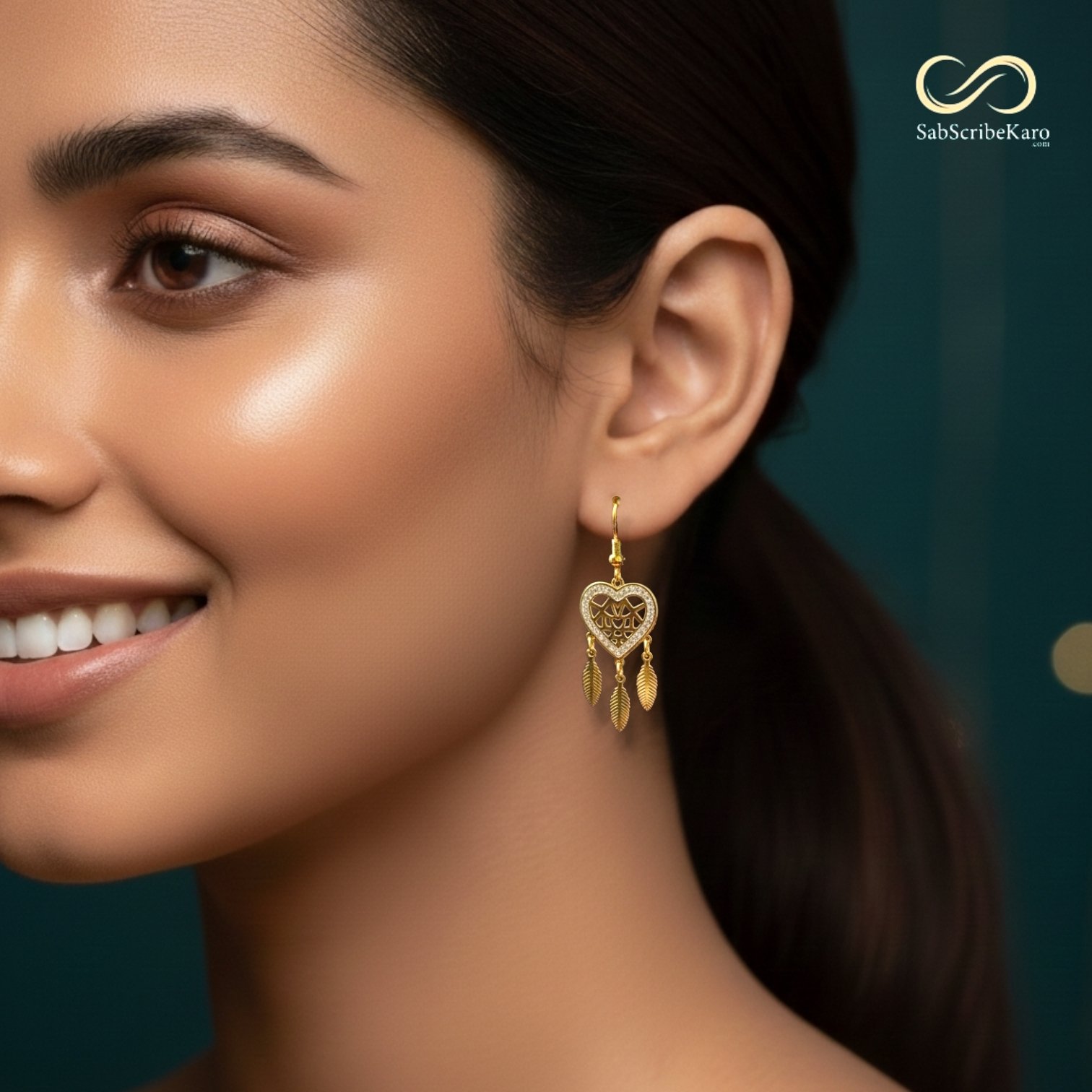 Dream Catcher Heart Dangler Earrings - Image 2